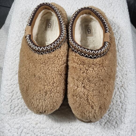 UGG Women's Maxi Curly Shearling TAZZ Platform slipper clogs Tan  size 9 - Picture 1 of 6